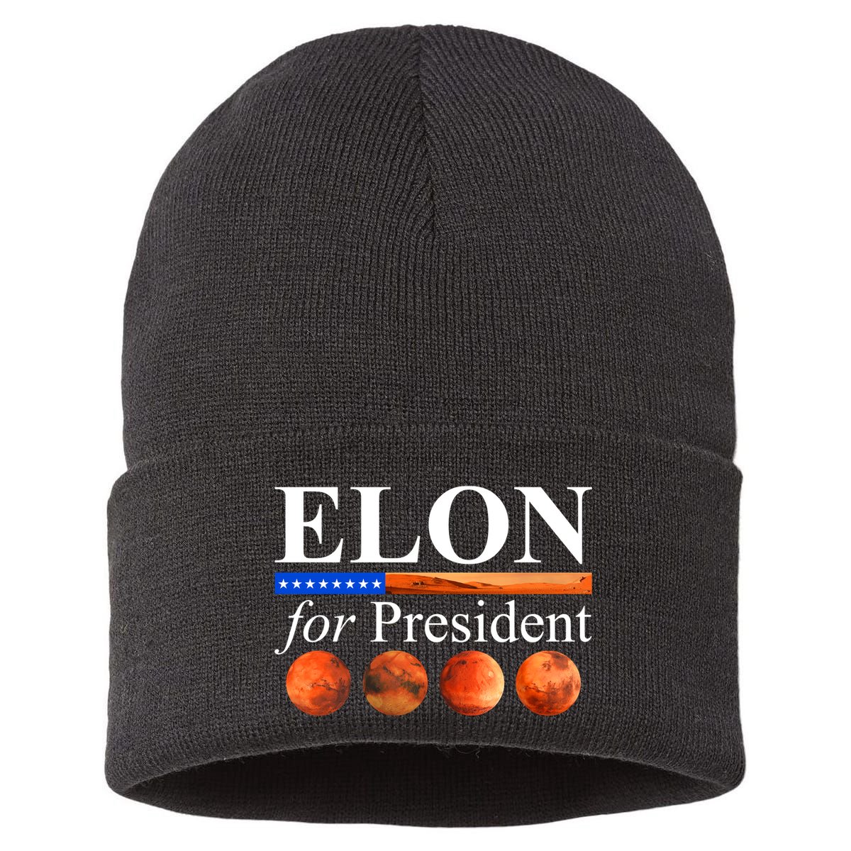Elon For President USA Mars Flag Sustainable Knit Beanie