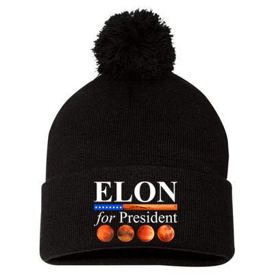 Elon For President USA Mars Flag Pom Pom 12in Knit Beanie