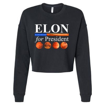 Elon For President USA Mars Flag Cropped Pullover Crew