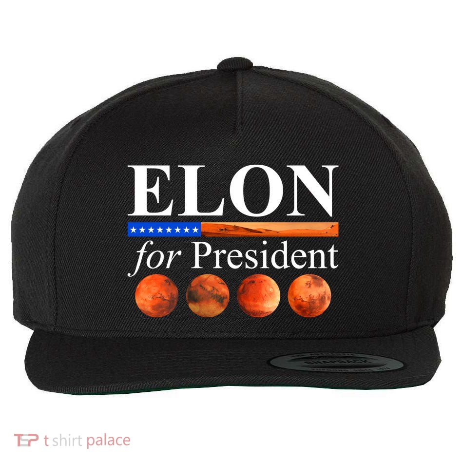Elon For President USA Mars Flag Wool Snapback Cap