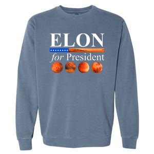 Elon For President USA Mars Flag Garment-Dyed Sweatshirt