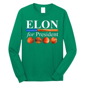 Elon For President USA Mars Flag Long Sleeve Shirt