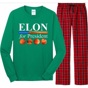 Elon For President USA Mars Flag Long Sleeve Pajama Set