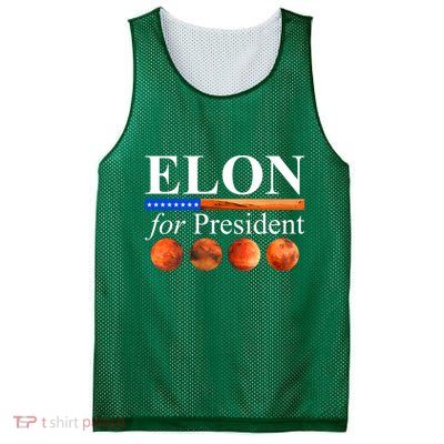 Elon For President USA Mars Flag Mesh Reversible Basketball Jersey Tank