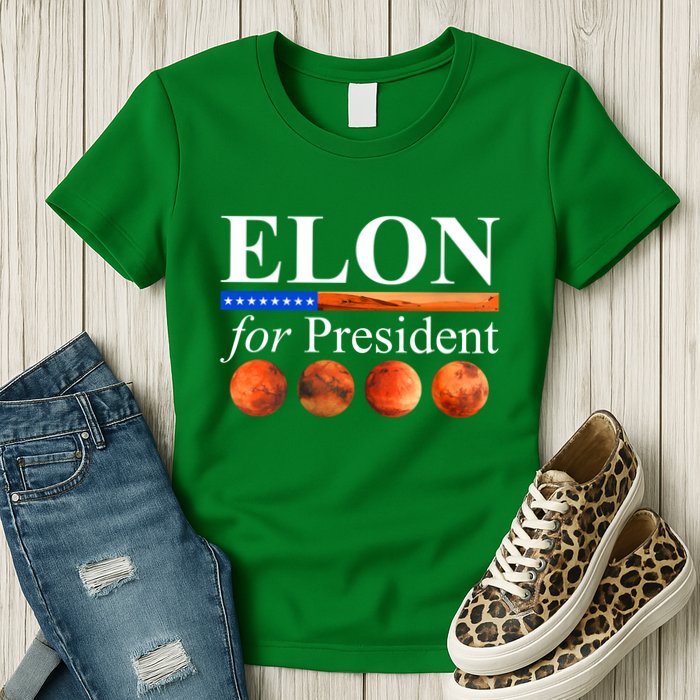 Elon For President USA Mars Flag Womens T-Shirt