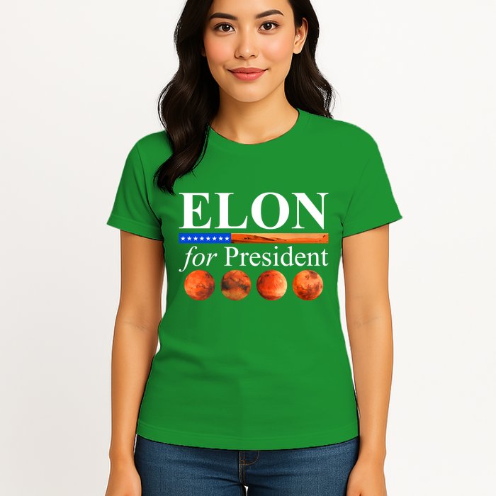 Elon For President USA Mars Flag Womens T-Shirt