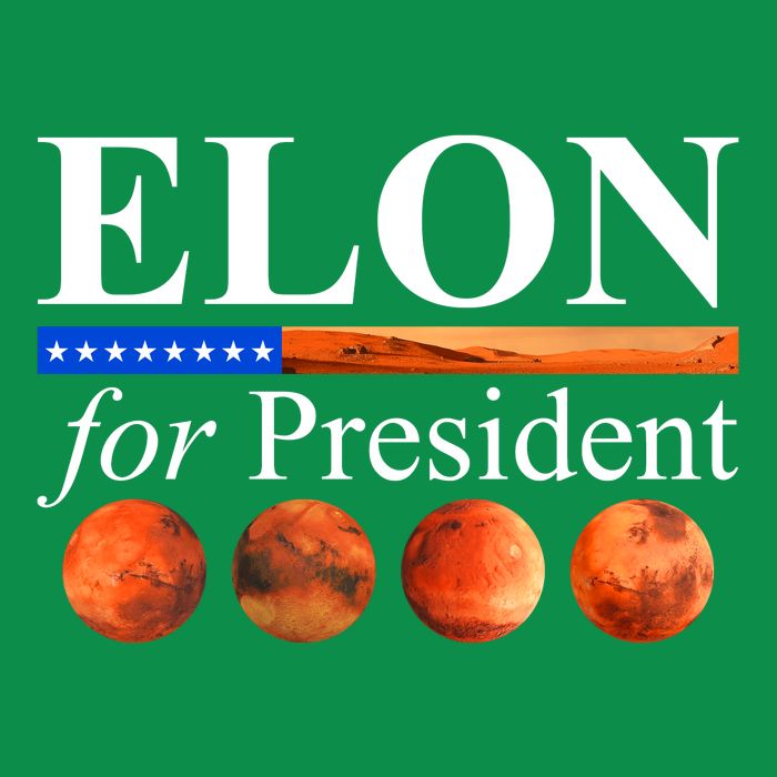 Elon For President USA Mars Flag Womens T-Shirt