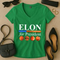 Elon For President USA Mars Flag Women's V-Neck T-Shirt
