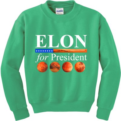 Elon For President USA Mars Flag Kids Sweatshirt