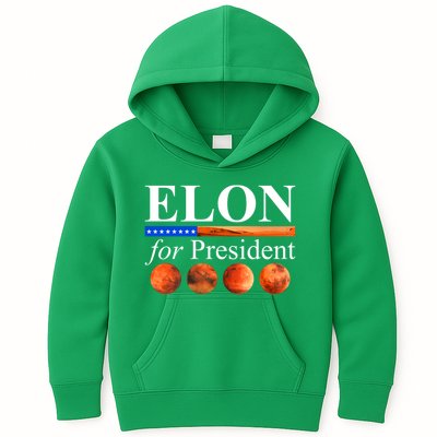 Elon For President USA Mars Flag Kids Hoodie