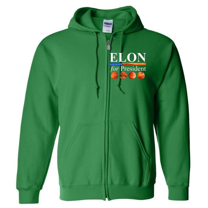 Elon For President USA Mars Flag Full Zip Hoodie