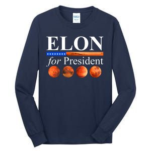 Elon For President USA Mars Flag Tall Long Sleeve T-Shirt