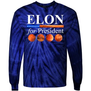 Elon For President USA Mars Flag Tie-Dye Long Sleeve Shirt