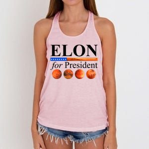 Elon For President USA Mars Flag Women's Knotted Racerback Tank