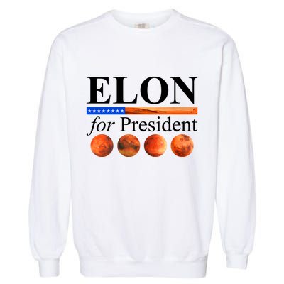 Elon For President USA Mars Flag Garment-Dyed Sweatshirt
