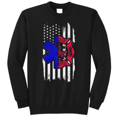 EMT Firefighter Paramedic Fireman EMS American Flag Sweatshirt