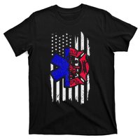 EMT Firefighter Paramedic Fireman EMS American Flag T-Shirt