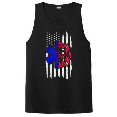 EMT Firefighter Paramedic Fireman EMS American Flag PosiCharge Competitor Tank