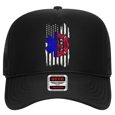 EMT Firefighter Paramedic Fireman EMS American Flag Trucker Hat