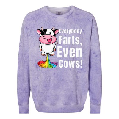 Everybody Farts Rainbow Farting Cow Funny Fart Colorblast Crewneck Sweatshirt