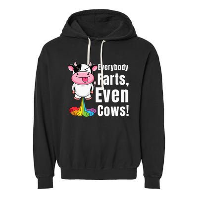 Everybody Farts Rainbow Farting Cow Funny Fart Garment-Dyed Fleece Hoodie