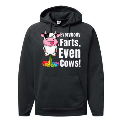 Everybody Farts Rainbow Farting Cow Funny Fart Performance Fleece Hoodie