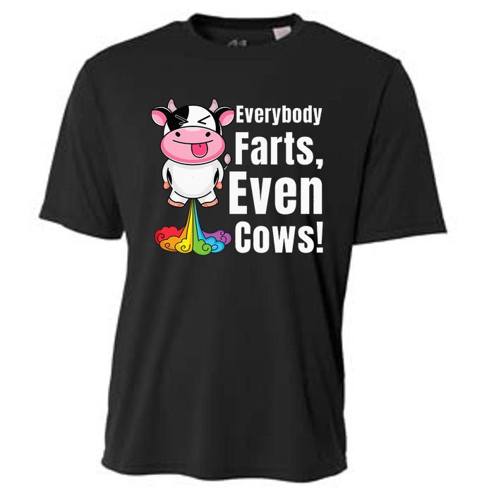 Everybody Farts Rainbow Farting Cow Funny Fart Cooling Performance Crew T-Shirt