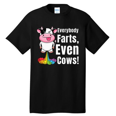 Everybody Farts Rainbow Farting Cow Funny Fart Tall T-Shirt