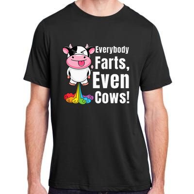 Everybody Farts Rainbow Farting Cow Funny Fart Adult ChromaSoft Performance T-Shirt