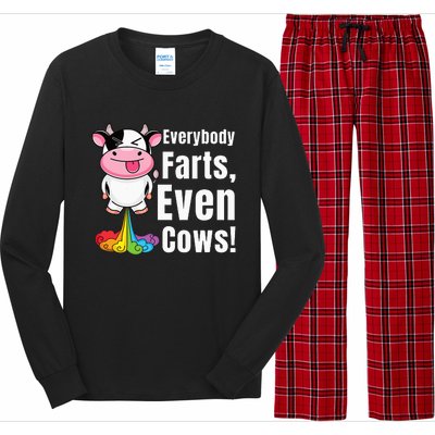 Everybody Farts Rainbow Farting Cow Funny Fart Long Sleeve Pajama Set