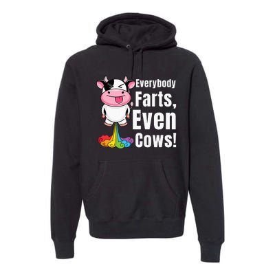 Everybody Farts Rainbow Farting Cow Funny Fart Premium Hoodie