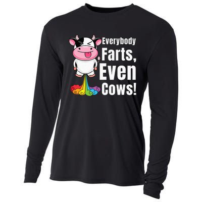 Everybody Farts Rainbow Farting Cow Funny Fart Cooling Performance Long Sleeve Crew