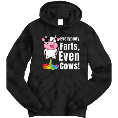 Everybody Farts Rainbow Farting Cow Funny Fart Tie Dye Hoodie