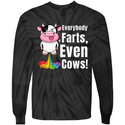 Everybody Farts Rainbow Farting Cow Funny Fart Tie-Dye Long Sleeve Shirt