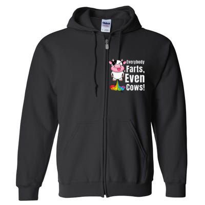 Everybody Farts Rainbow Farting Cow Funny Fart Full Zip Hoodie