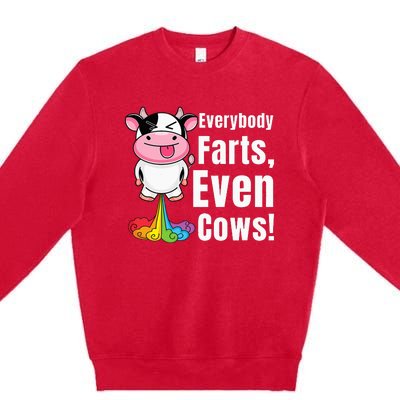 Everybody Farts Rainbow Farting Cow Funny Fart Premium Crewneck Sweatshirt