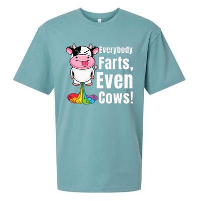 Everybody Farts Rainbow Farting Cow Funny Fart Sueded Cloud Jersey T-Shirt