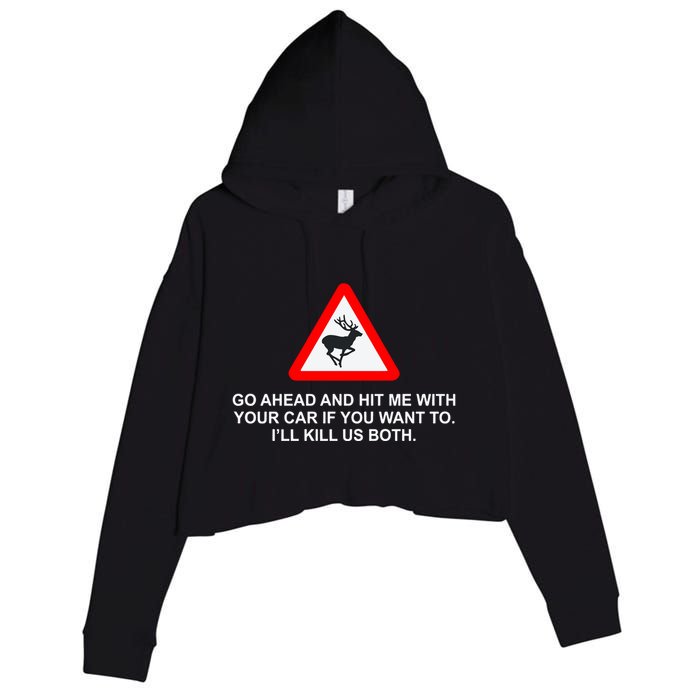 Espresso Future Roadkill Go Ahead And Hit Me With Your Car If You Want To ILl K Crop Fleece Hoodie