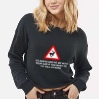 Espresso Future Roadkill Go Ahead And Hit Me With Your Car If You Want To ILl K Cropped Pullover Crew