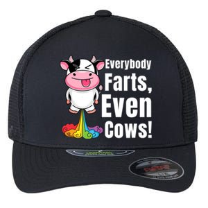 Everybody Farts, Rainbow Farting Cow, Adults Funny Fart Flexfit Unipanel Trucker Cap