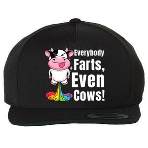 Everybody Farts, Rainbow Farting Cow, Adults Funny Fart Wool Snapback Cap