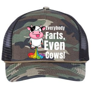 Everybody Farts, Rainbow Farting Cow, Adults Funny Fart Retro Rope Trucker Hat Cap