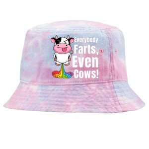 Everybody Farts, Rainbow Farting Cow, Adults Funny Fart Tie-Dyed Bucket Hat