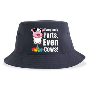 Everybody Farts, Rainbow Farting Cow, Adults Funny Fart Sustainable Bucket Hat