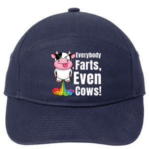 Everybody Farts, Rainbow Farting Cow, Adults Funny Fart 7-Panel Snapback Hat