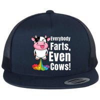 Everybody Farts, Rainbow Farting Cow, Adults Funny Fart Flat Bill Trucker Hat