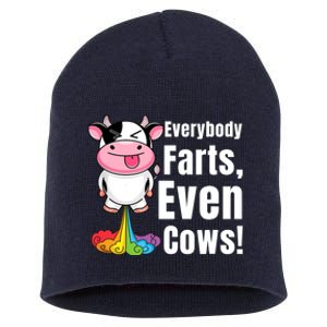 Everybody Farts, Rainbow Farting Cow, Adults Funny Fart Short Acrylic Beanie