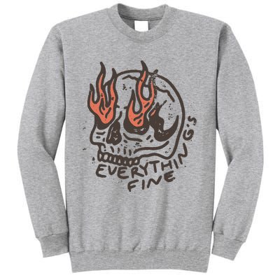 Everythings Fine Rock N Roll Vintage Rebel Moto Edgy Grunge Tall Sweatshirt