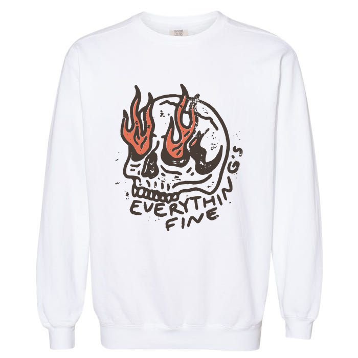 Everythings Fine Rock N Roll Vintage Rebel Moto Edgy Grunge Garment-Dyed Sweatshirt