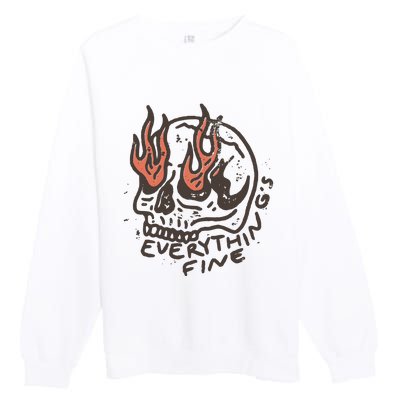 Everythings Fine Rock N Roll Vintage Rebel Moto Edgy Grunge Premium Crewneck Sweatshirt